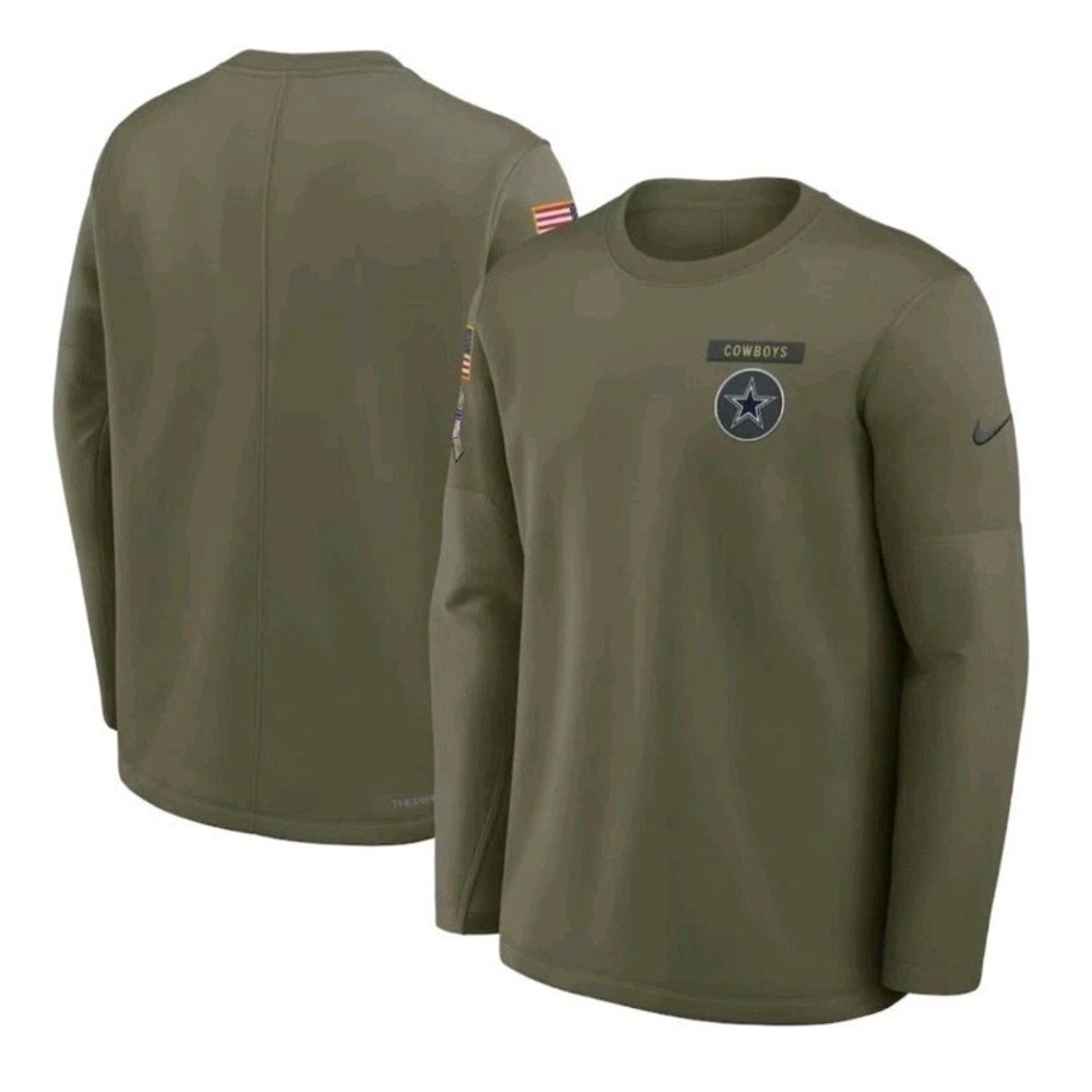 Nike Dallas Cowboys Salute To Service Therma Fit Shirt Men L NFL On Field Olive